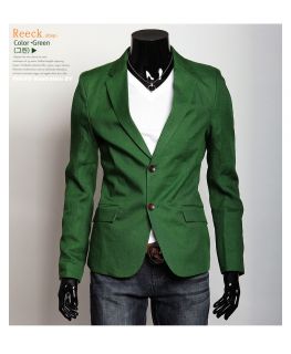 New Mens Casual Dress Style Basic Linen Stuff 2Button 4Color Jacket