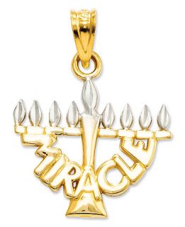 14k Gold and Sterling Silver Charm, Menorah Miracle Charm   Jewelry
