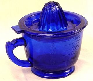 Chic Antique Style Cobalt Blue Glass Juicer Measure Cup
