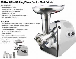 1200W CE GS UL Electric Meat Grinder 3 Cutting Plate