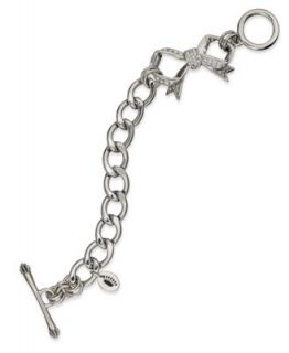 Juicy Couture Bracelet, Stainless Steel Pave Bow Starter Toggle