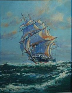 Sailing SHIP at Sea Adventure Oil Painting on Board by Menzel