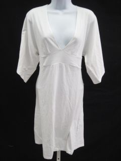 Melissa Odabash White Cotton 3 4 Sleeves Dress Sz M