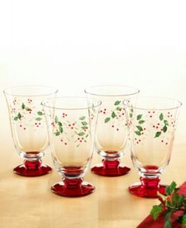 Martha Stewart Collection Glassware, Set of 4 Holiday Garden Sentiment