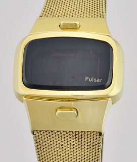 Mens Gold Pulsar 5402 2 Digital LED Dress Watch Working