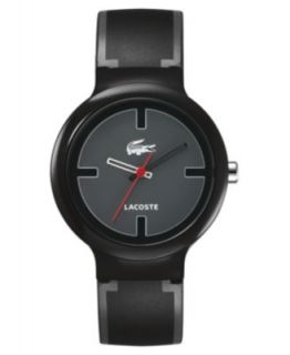 Lacoste Watch, Mens Goa Gray and Black Silicone Strap 2010545   All