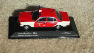 43 Minichamps Mercedes Benz 200 W123 Feuerwehr Fire Chief Car Mint