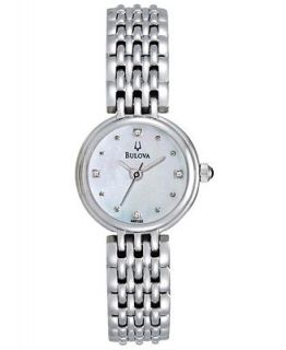 Bulova Watch, Womens Diamond Accent Stainless Steel Bracelet 96P122