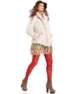 Free People Coat, Long Sleeve Textured Embroidered Medium Weight
