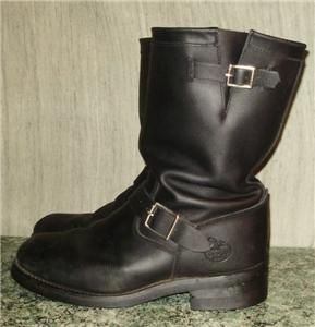 Mens Georgia Boot Black Leather Engineer Motorcycle Boots 9 5