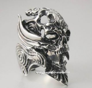 Demon Skull 316L Stainless Steel Cool Men`s Biker Ring 2C050