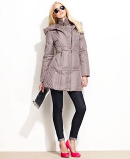 Vince Camuto Jacket, Knit Collar Hooded Puffer