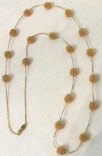 Trifari Vintage Gold Tone Coil Mesh Ball Necklace