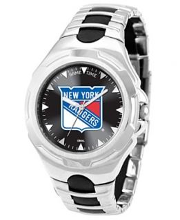 Game Time Watch, Mens New York Rangers Black Rubber and Stainless