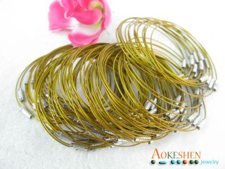 Gold Stainless Steel Bracelet Memory Loop Wire Cords 1mm 9NK