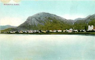 Metlakatla Alaska AK 1909 Town View from Harbor Vintage Postcard