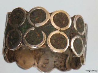 Vintage Mexican Taxco Sterling Silver Chip Mosaic Band Ring 3 Eagle