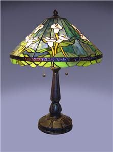 Tiffany Style Handcrafted Stained Glass Calla Lily Table Lamp High 24