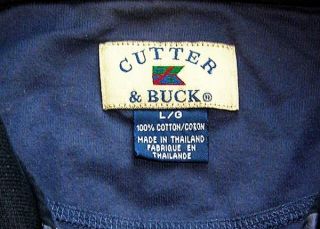 Cutter & Buck Metairie C. C. Mens Navy Striped Golf Polo Shirt Size L