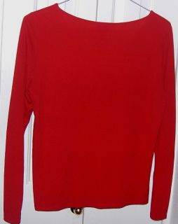 Fisher True China Red Stretch Silk Jersey Long Sleeve Tee Top M