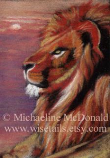 Lion Original ACEO Painting by Michaeline McDonald