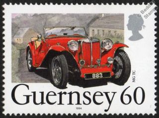 1948 Morris Garages M G MG TC Midget Car Stamp Guernsey