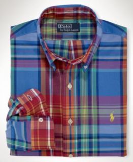 Polo Ralph Lauren Shirt, Custom Fit Plaid Cotton Poplin Shirt   Mens