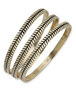 Lauren Ralph Lauren Bracelets Set, 14k Gold Plated Set of 3 Textured
