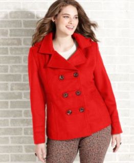 American Rag Plus Size Coat, Double Breasted Pea Coat with Hood