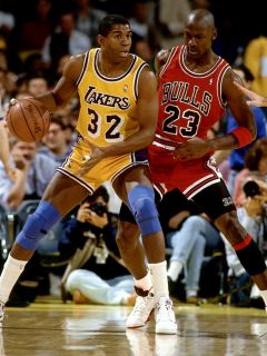 D6862 Magic Johnson vs Michael Jordan Lakers NBA Basketball 32x24