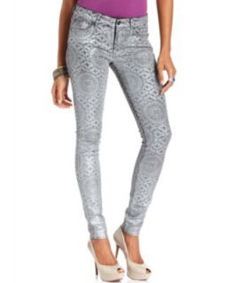 For All Mankind Jeans, Skinny Silver Printed Coated Denim