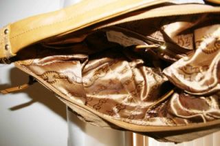 Tignanello Cognac Genuine Leather Suede Hobo Golden Accent Purse $129