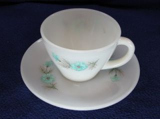 Floral Milk Glass Cup and Saucer from Designing Women
