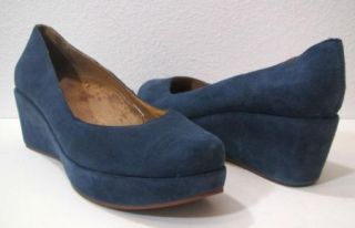 Jeffrey Campbell Womens Blue Platform Suede Leather Wedge Heels Shoes