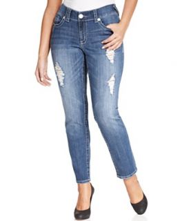 NEW Seven7 Jeans Plus Size Jeans, Destructed Skinny, Mason Blue Wash