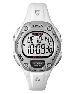 Timex Watch, Digital Ironman 30 Lap White Resin Strap T5K515UM