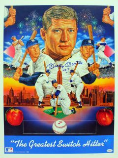 Mickey Mantle Signed Autograph Yankees Lithograph JSA