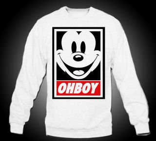 Mickey Mouse OHBOY Crewneck   Obey Swag ILLEST Lakers Kings Lil Wayne