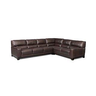Luke Leather Sectional Sofa, 3 Piece (Sofa, Corner Unit and Loveseat