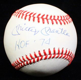 Mickey Mantle Signed Autographed HOF 74 Baseball Ball JSA B14786