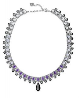 Swarovski Necklace, Silver Tone Purple Crystal Statement Necklace