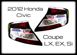 2012 Honda Civic Smoked Tail Lights Pair LX EX SI 12 Non LED 9th Gen
