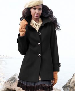 Kenneth Cole Reaction Petite Coat, Wool Blend Hooded A Line