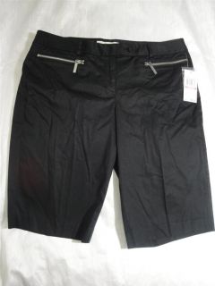 Michael Kors Women Fashion Basics Bermuda Zipper Pocket Shorts Black
