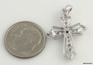 Diamond Cross Pendant 14k Solid White Gold Milgrain Religious