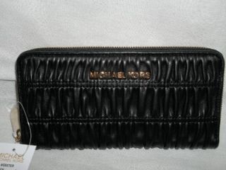 Michael Kors Webster Z A Ruched Leather Continental Wallet Clutch