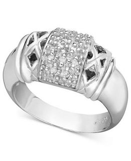Diamond Ring, Sterling Silver Diamond Barrel Ring (1/8 ct. t.w