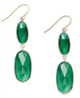 10k Gold Earrings, Pear Cut Green Onyx Teardrop Earrings (6 1/5 ct. t