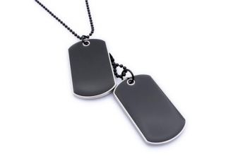 Army Style Cool Black 2 Dog Tag Beauty Mens Pendant Necklace P488