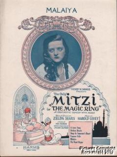 1923 Theater The Magic Ring Sheet Music Malaiya